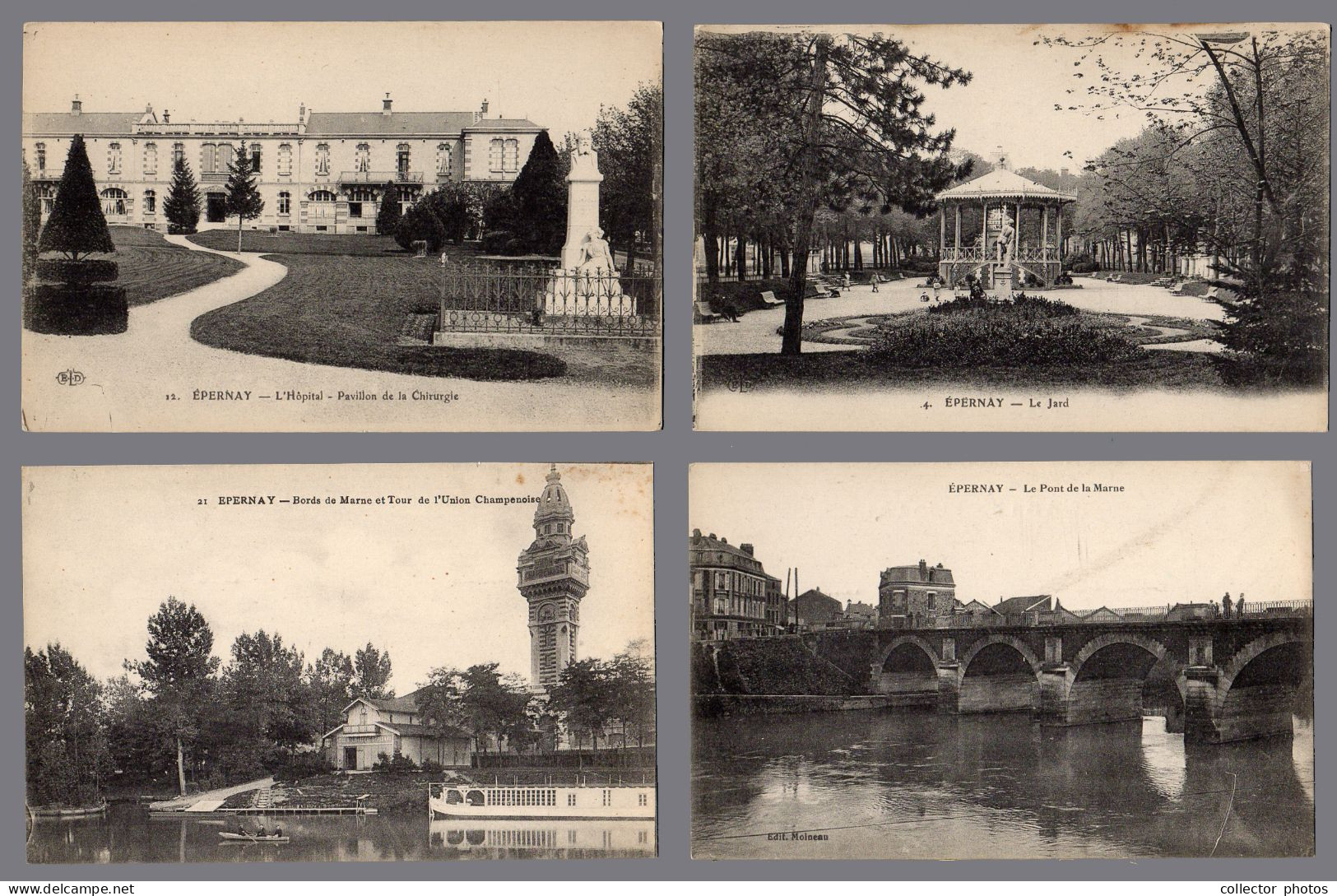 Epernay, France 1900s. Set Of 4 Unused Genuine Postcards [de42669] - Colecciones Y Lotes