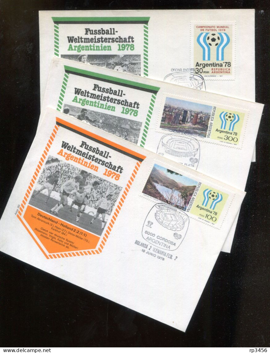 "ARGENTINIEN" 1978, 3 Sonder-Briefe "Fussball-Weltmeisterschaft" SSt. (R1135) - Covers & Documents
