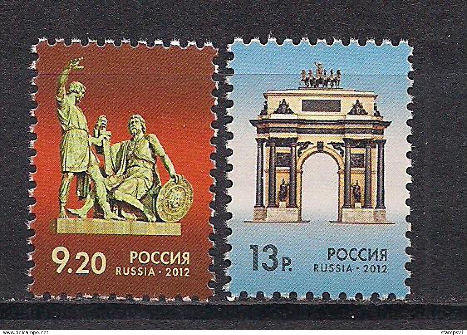 Russia 2012 Definitive Issue. Monument To Minin And Pozharsky And Triumphal Arch Of Moscow. Mi 1829-30 - Nuovi