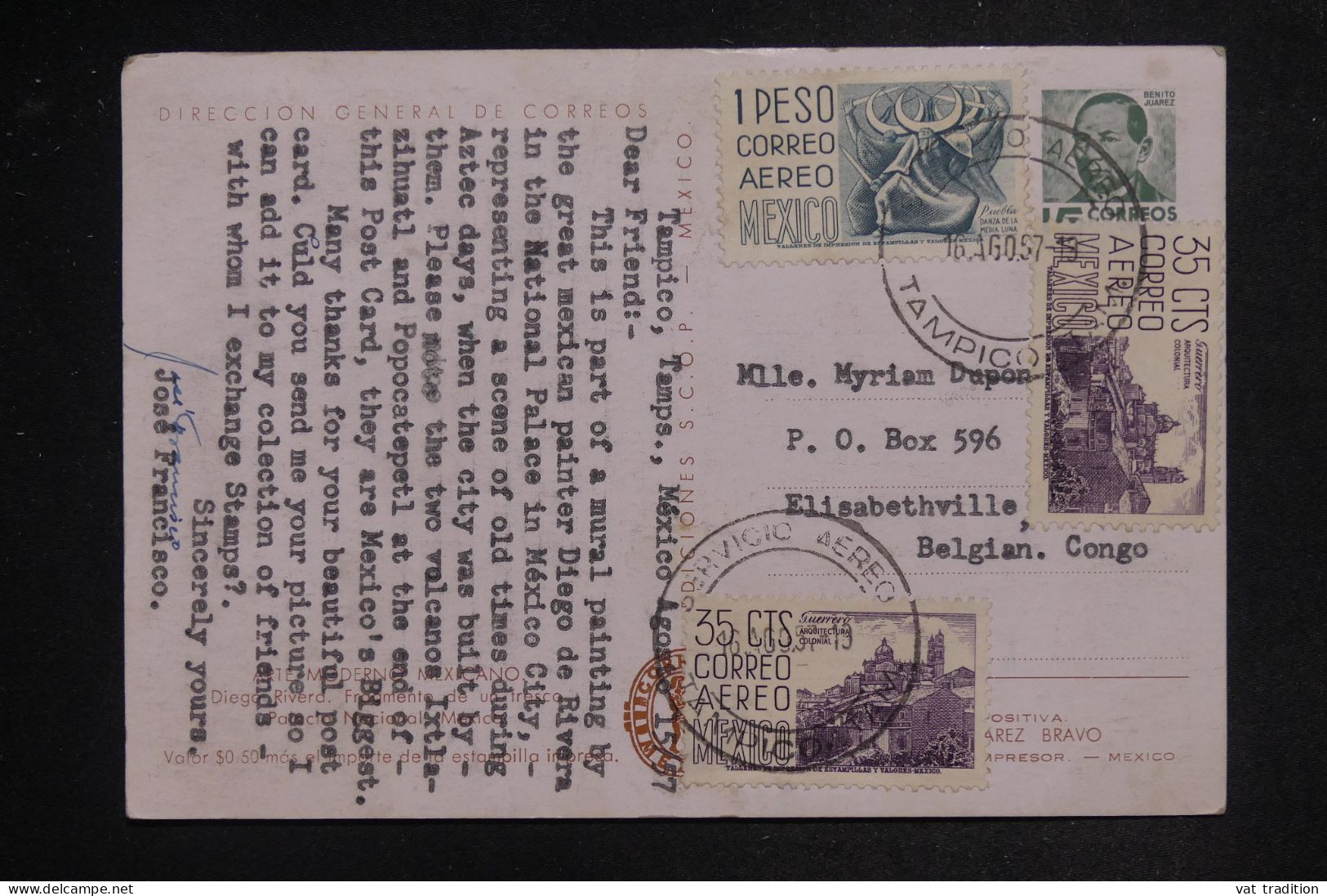 MEXIQUE - Carte Postale De Tampico Pour Le Congo Belge En 1957 - L 151990 - México