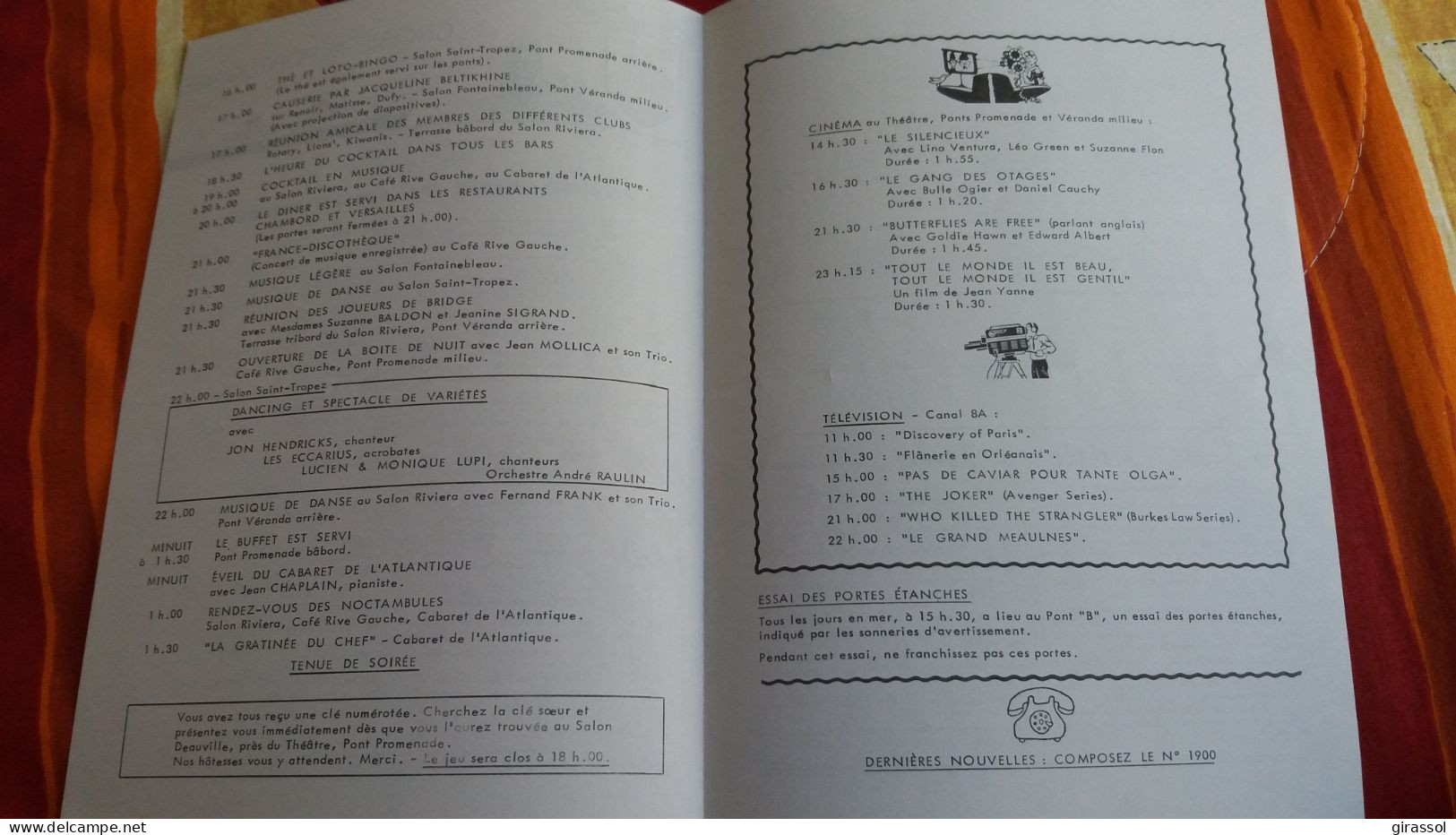PROGRAMME CROISIERE PORTUGAISE DU PAQUEBOT FRANCE LISBONNE 14 MAI 1973 FORMAT 24 17 CM - Programma's