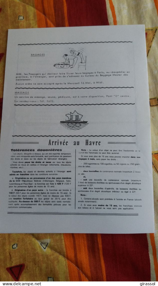 PROGRAMME CROISIERE PORTUGAISE DU PAQUEBOT FRANCE LISBONNE 14 MAI 1973 FORMAT 24 17 CM - Programs
