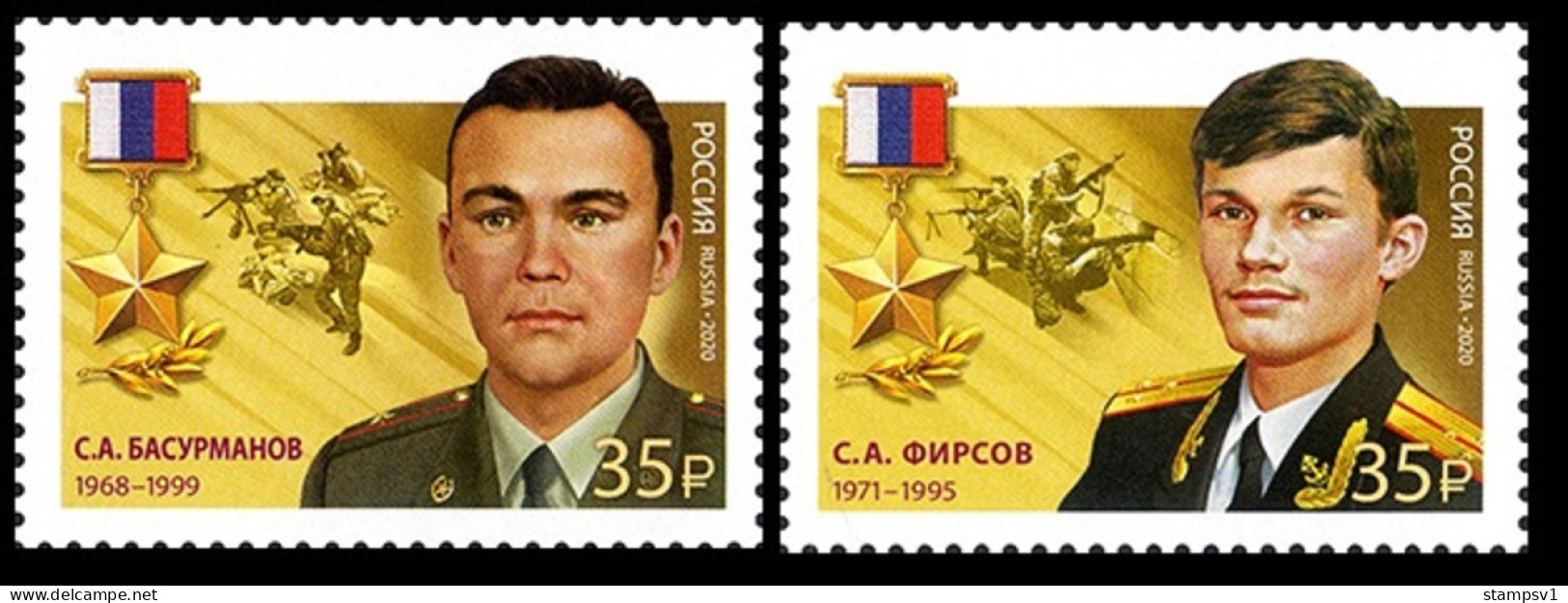 Russia 2020 Heroes Of Russia.  S.A.Basurmanov, S.A.Firsov. Mi 2844-45 - Neufs