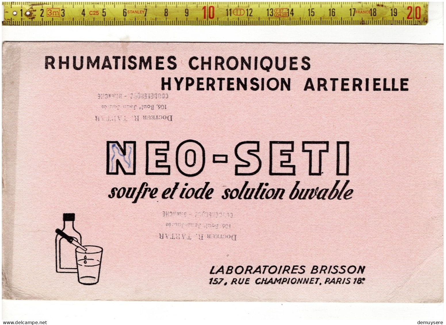 SOLDE 2024 ( BUVARD ? )  NEO SETI LABORATOIRES BRISSON - Werbung