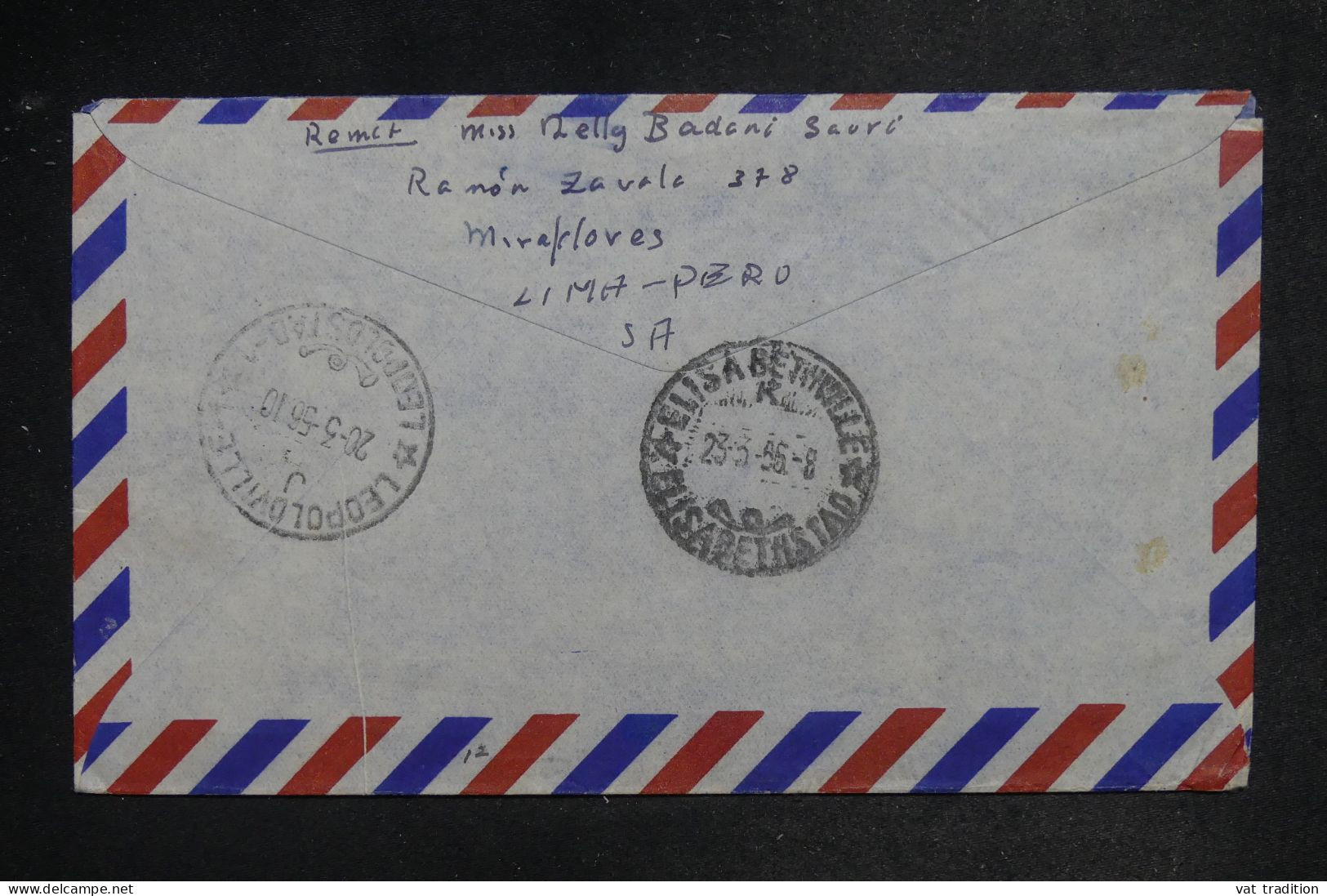 PEROU - Enveloppe De Lima Pour Le Congo Belge En 1956  - L 151993 - Perú