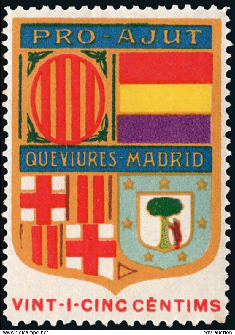 Madrid - Guerra Civil - Em. Local Republicana - Allepuz * 94 - "25 Cts. Pro Ajut Queviures Madrid" - Emisiones Repúblicanas