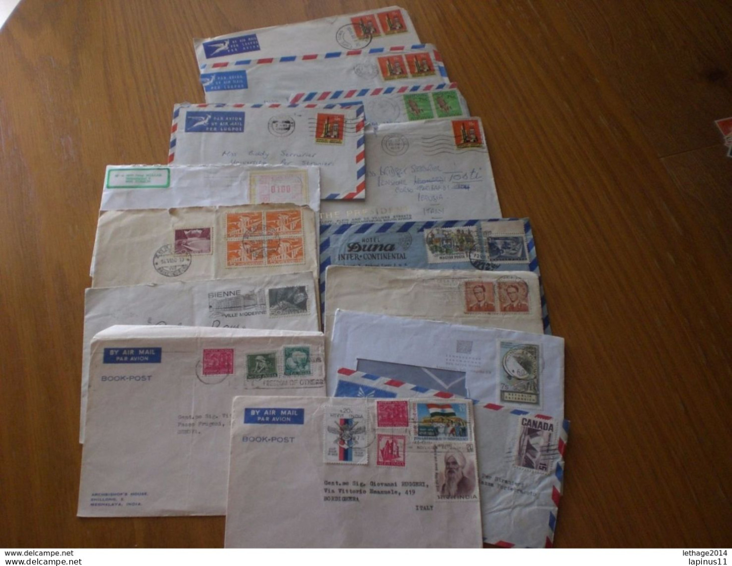 COVERS INDIA VIAGGIATE UNGHERIA SUD AFRICA,BELGIO,SVIZZERA,AUSTRIA,CANADA,PIECES X 14 COVER - Sobres