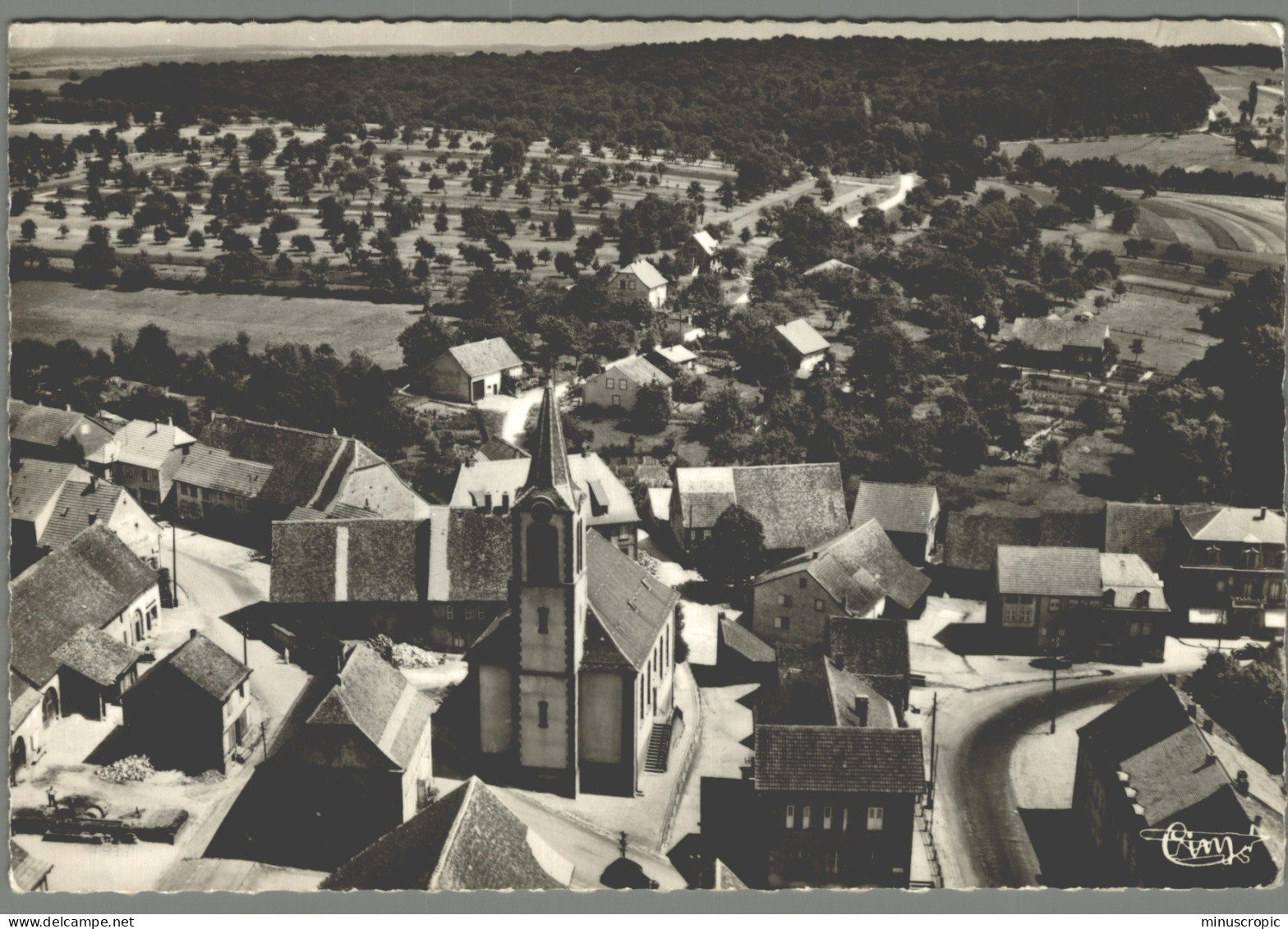 CPSM 67 - Drulingen - Vue Aérienne Sur Le Centre Du Village - Drulingen