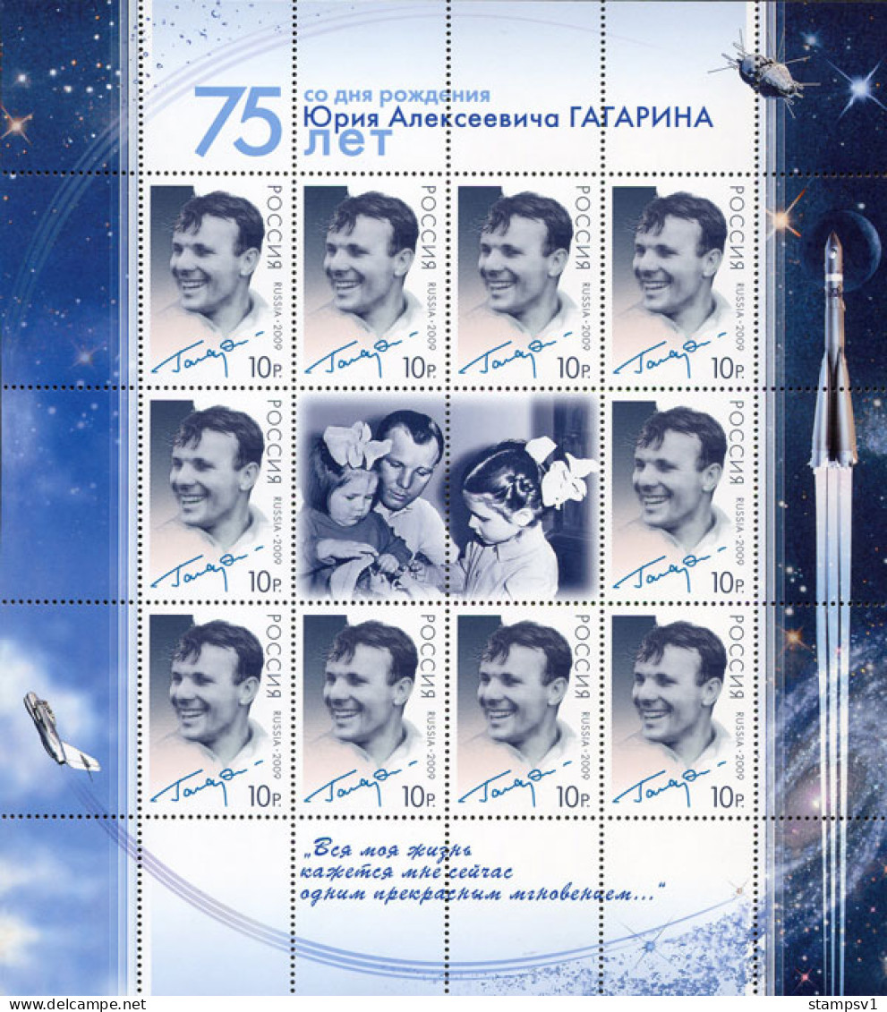Russia 2009  The 75th Ann. Of Birth U. A. Gagarin (1934- 1968), First Astronaut In The World. Mi 1536 Klb - Neufs
