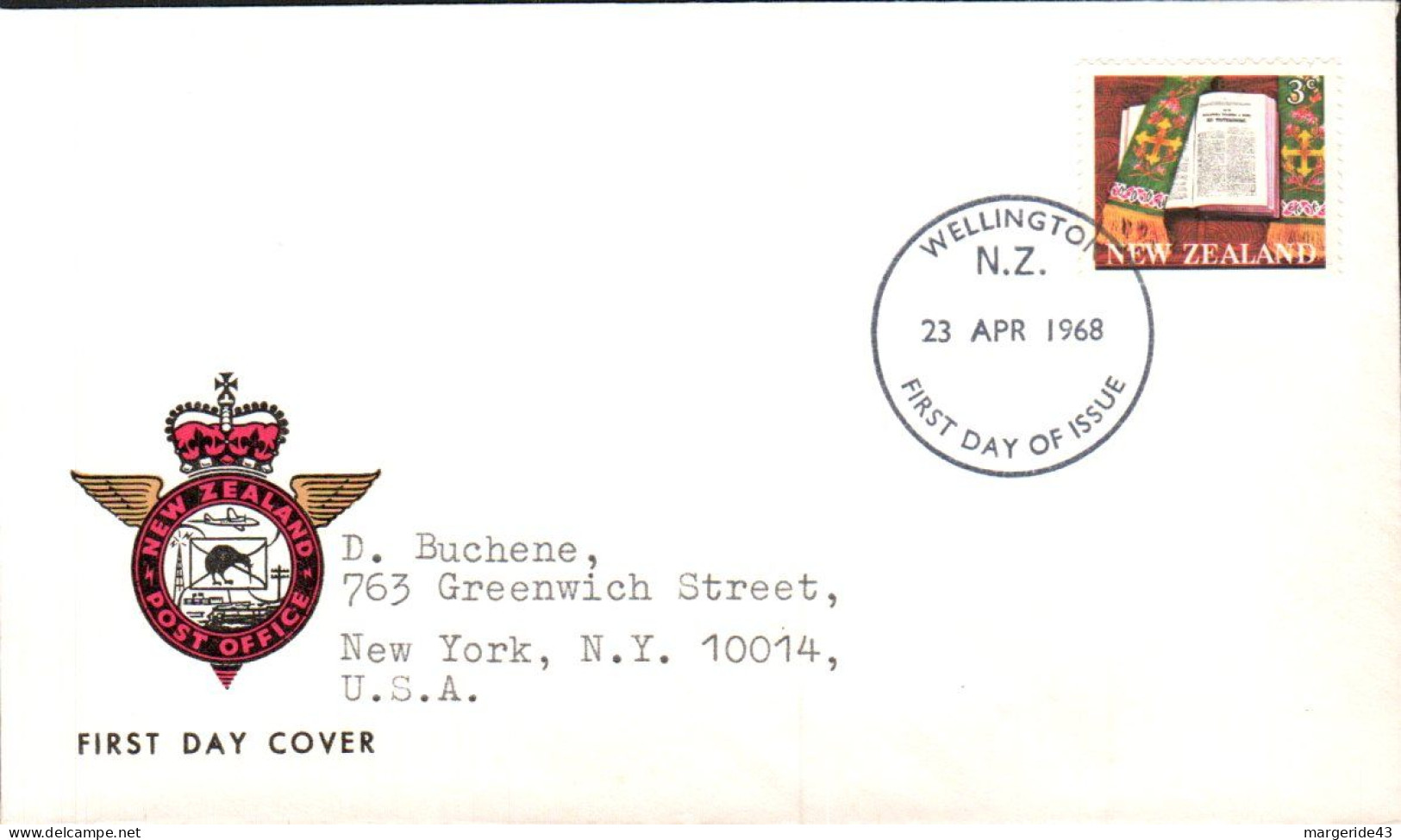 NOUVELLE ZELANDE 1968 LETTRE FDC POUR LES U S A - FDC