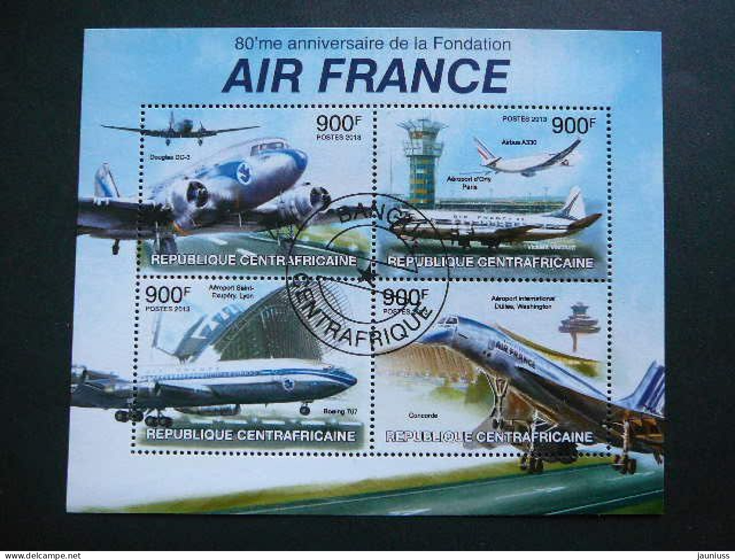 AirPlanes Flugzeuge Avions # Central African Republic # 2013 Used S/s #149 Planes Douglas Airbus Boeing Concorde - Vliegtuigen