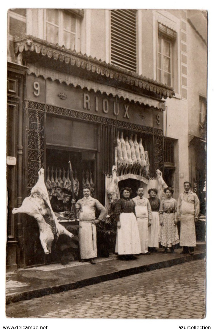 Devanture Boucherie. Maison Rioux . 9 Rue Du Mail. Carte Photo Animée - Lyon 4