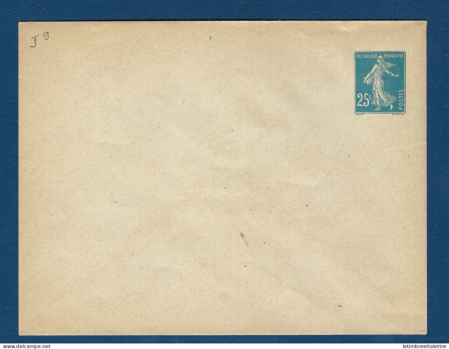 France - Entier Postale Enveloppe - J 9 - 1921 1925 - Standard Postcards & Stamped On Demand (before 1995)