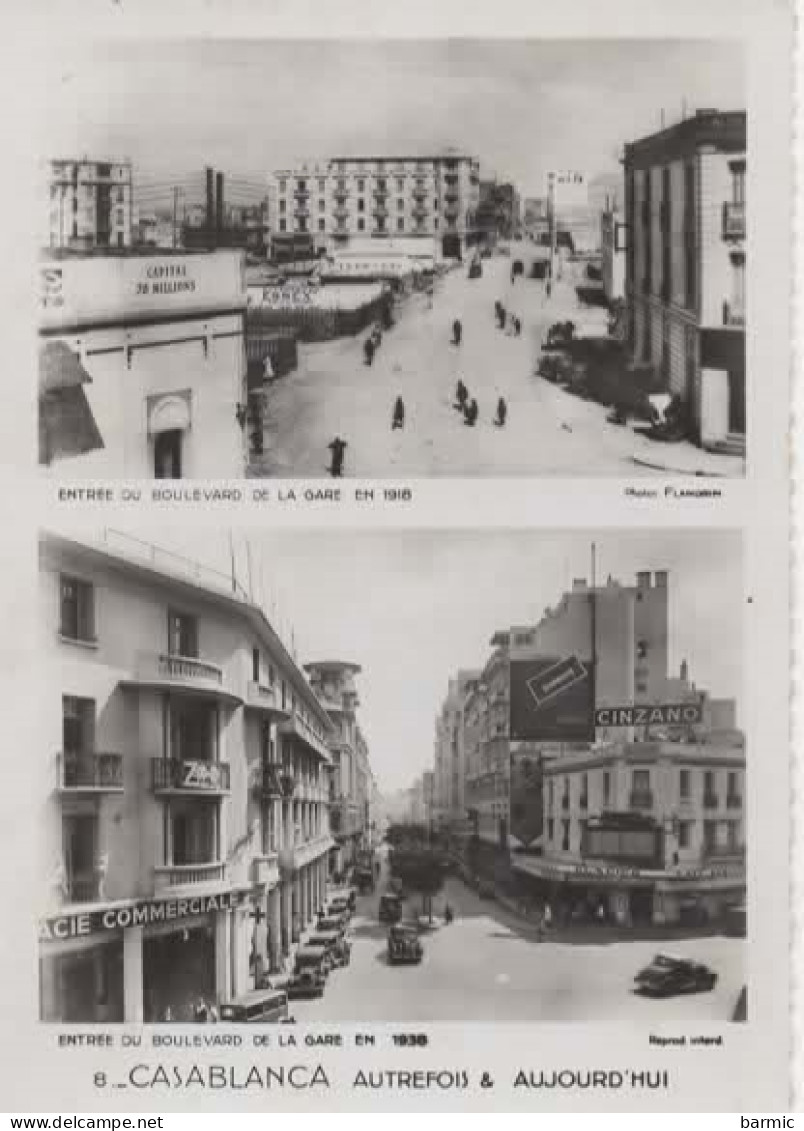 CASABLANCA, ENTREE DU BLD DE LA GARE EN 1918 ET EN 1938, DETAILS A VOIR  REF 15614 - Casablanca