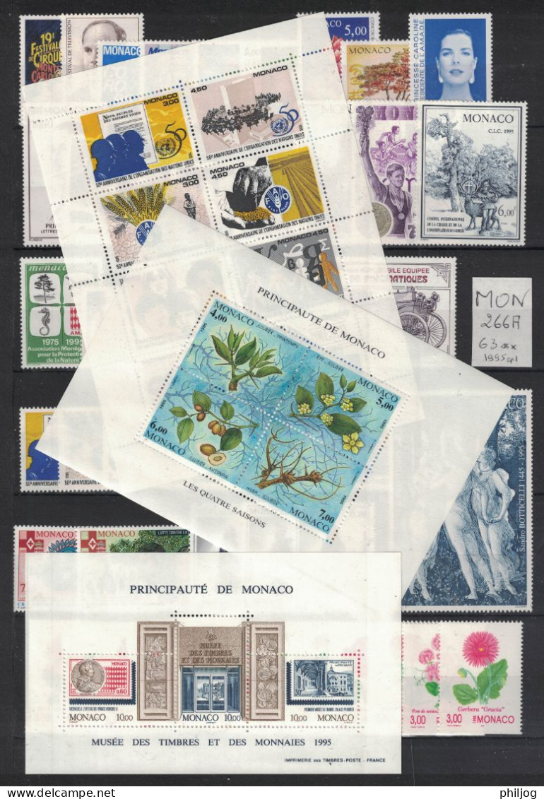 Monaco - Année 1995 Complète - Neuve SANS Charnière - 63 Timbres Du 1971 à 2025  - MNH Year 1995 - Full Years