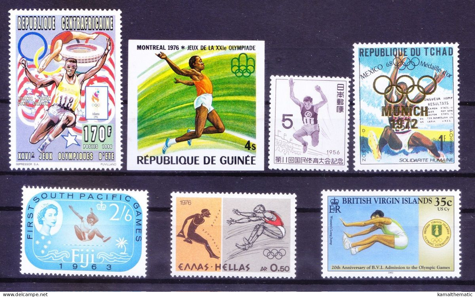 All Different 7 MNH Long Jump, Sports, Olympic Stamps - Jumping