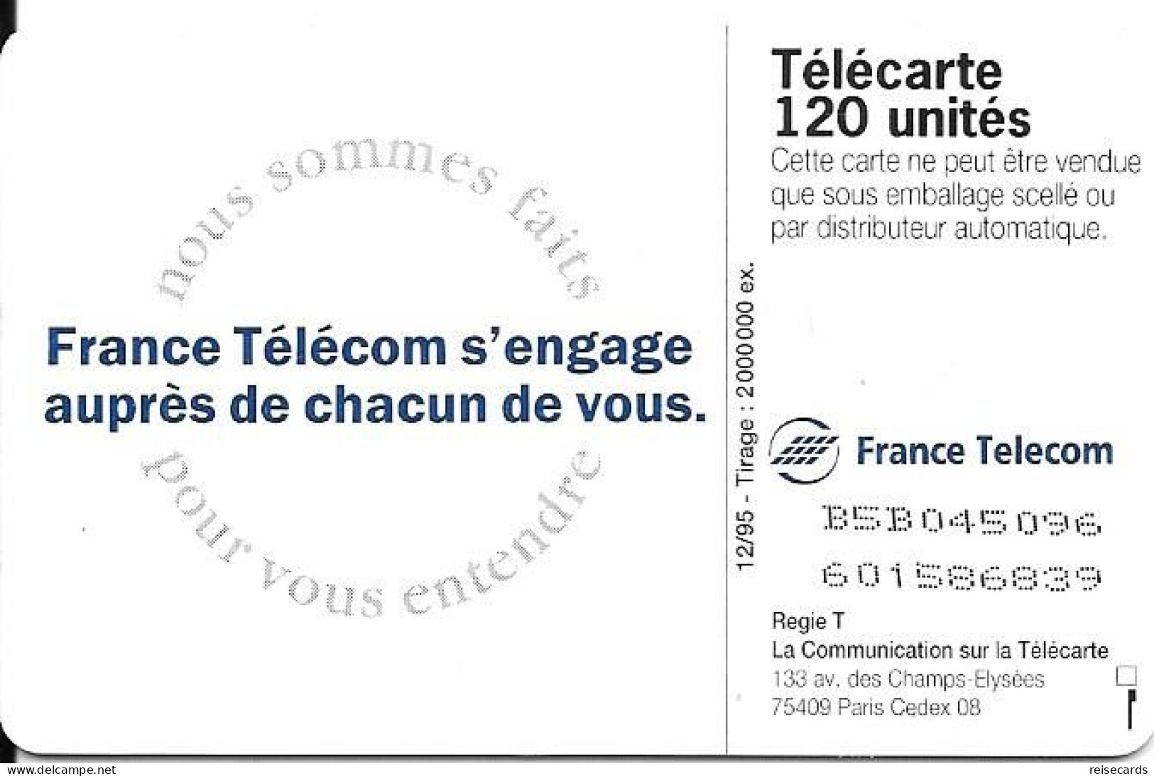 France: France Telecom 12/95 F612A V2 France Télécome S'engage - 1995