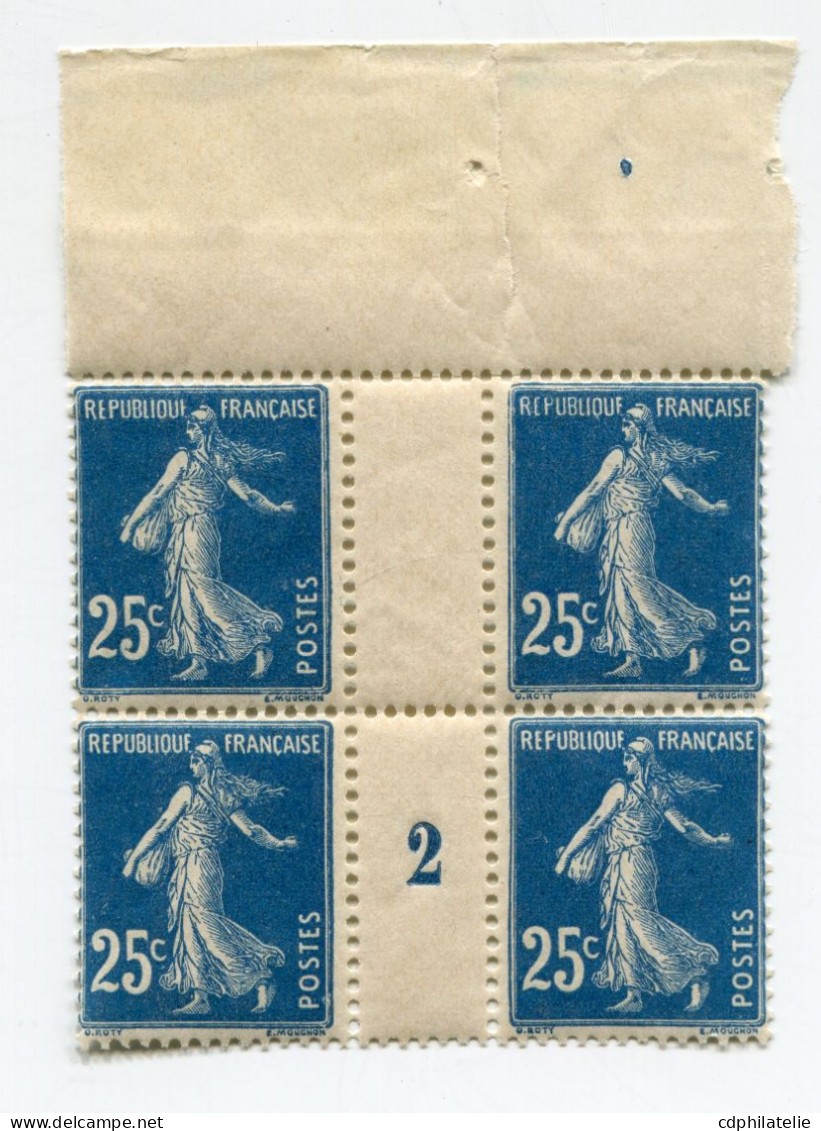 FRANCE N°140 ** EN BLOC DE 4 AVEC MILLESIME 2 ( 1912 ) - Millesimes