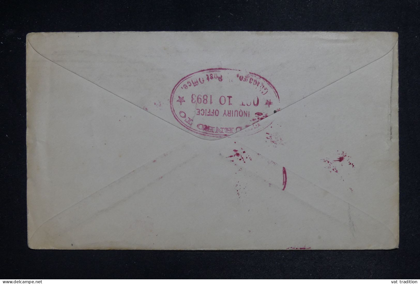 ETATS UNIS - Enveloppe De Chicago Pour L'Auditorium Hôtel  En 1893 Et Retour - L 151998 - Cartas & Documentos