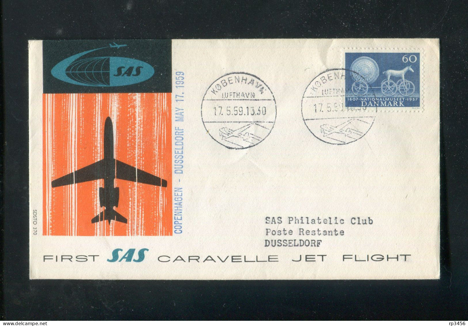 "DAENEMARK" 1959, SAS-Caravelle-Erstflugbrief "Copenhagen-Duesseldorf" (R1141) - Luftpost