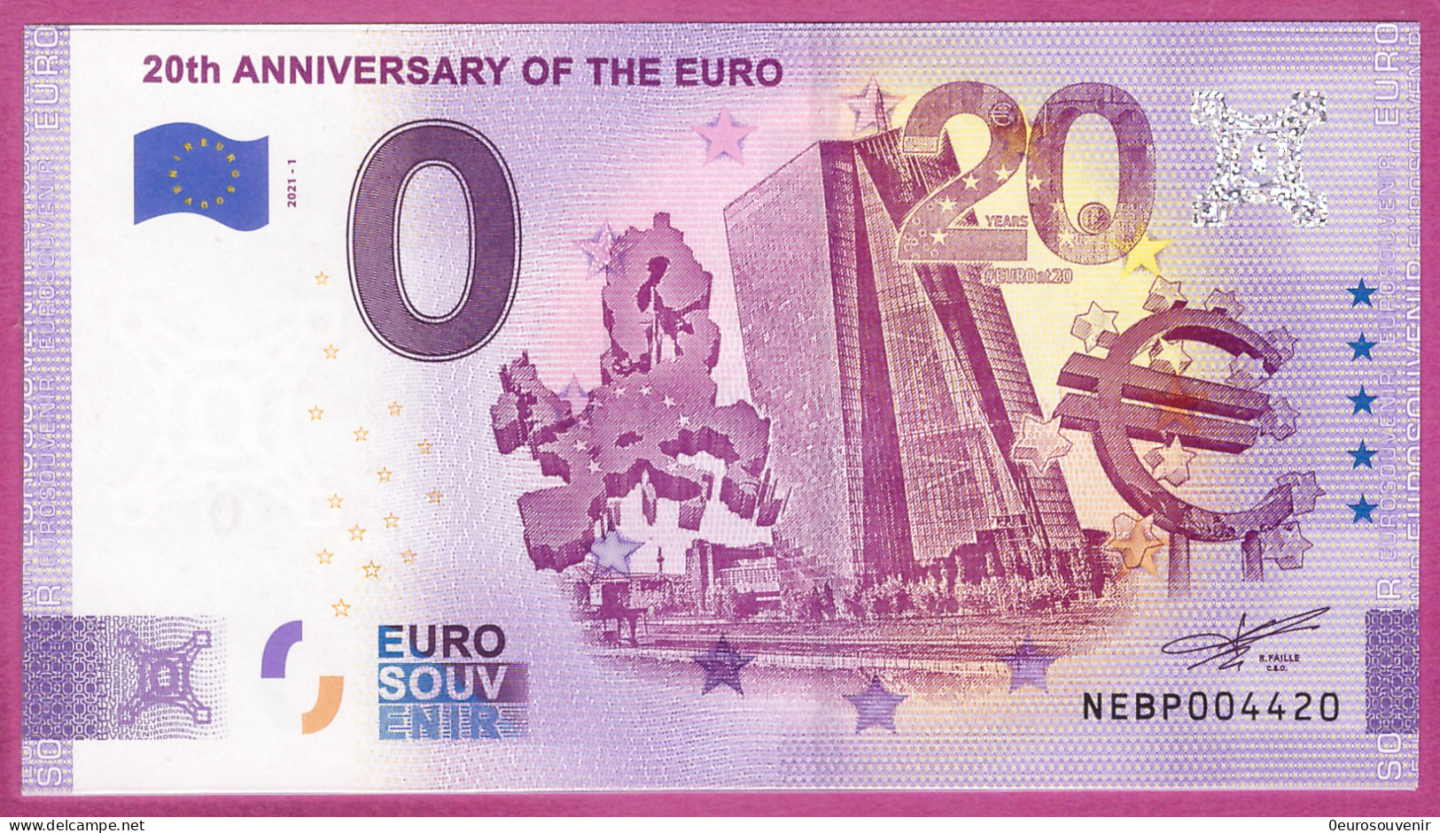 0-Euro NEBP 2021-1  20th ANNIVERSARY OF THE EURO - Privéproeven