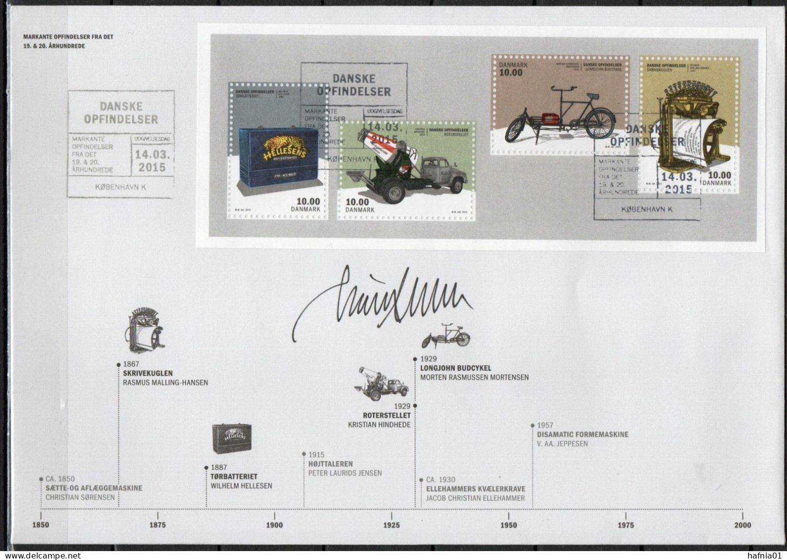 Martin Mörck. Denmark 2015. Danish Inventions . Michel 1823 - 1826. FDC. Signed. - FDC