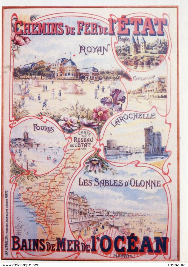 Chemin De Fer De L'État - Bains De Mer Vde L'Océan - Royan-Foures-La Rochelle - Publicité - CPM - Autres & Non Classés