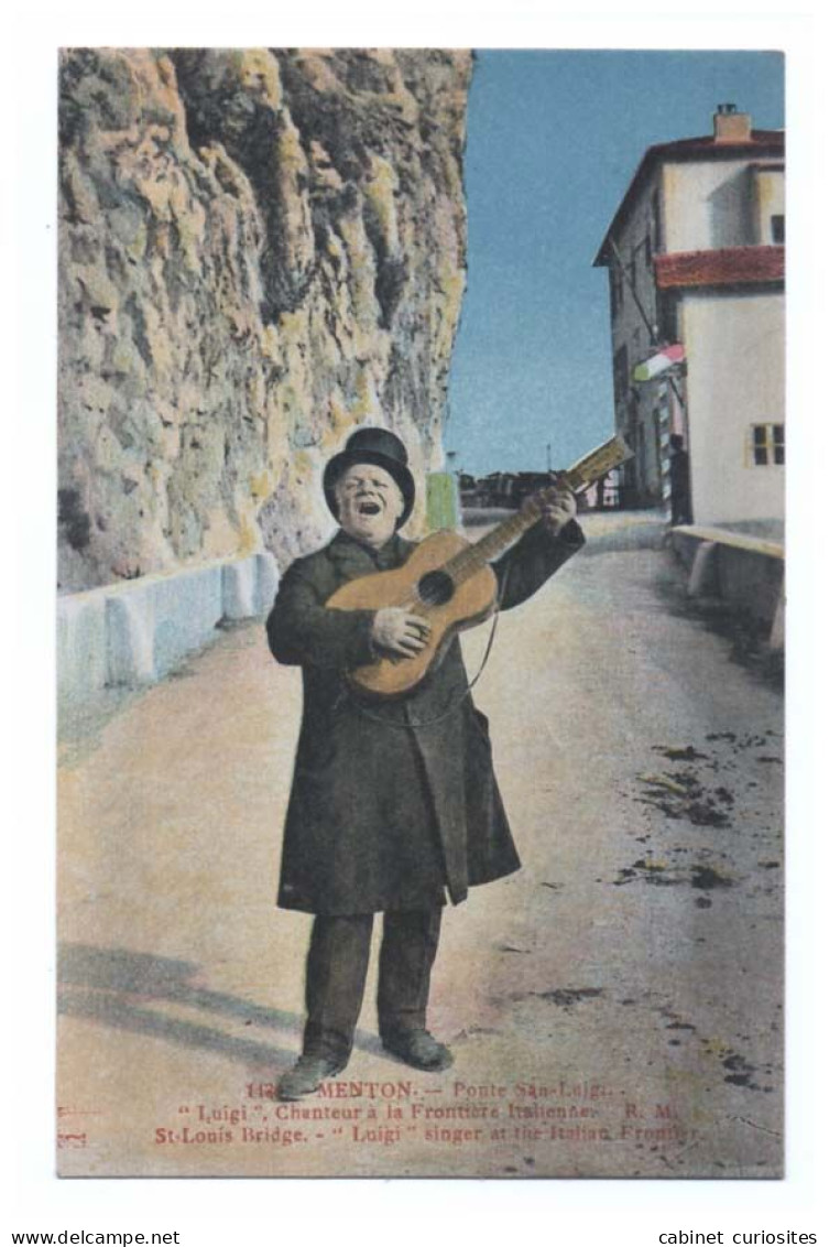 Menton  [06] Alpes Maritimes  - Ponte San Luigi - Luigi Chanteur à La Frontière Italienne - Beau Plan - Guitare - Animée - Menton