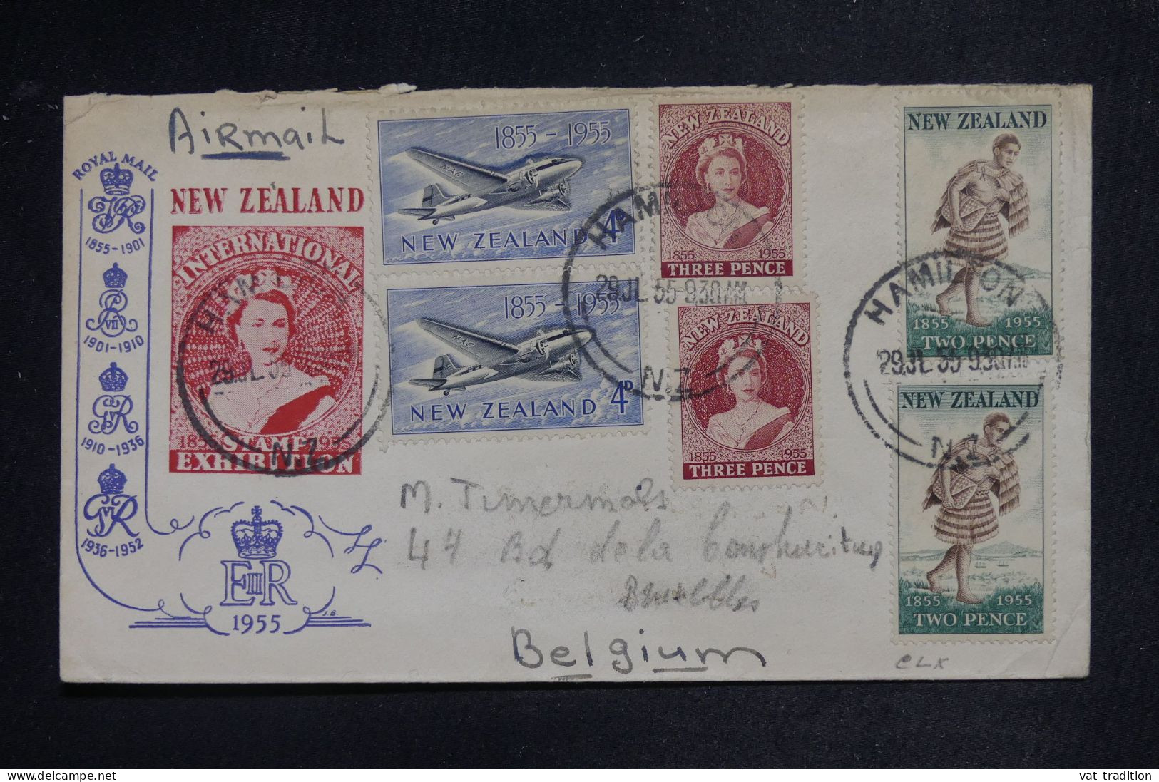 NOUVELLE ZÉLANDE - Enveloppe De Hamilton Pour La Belgique En 1955  - L 152000 - Storia Postale