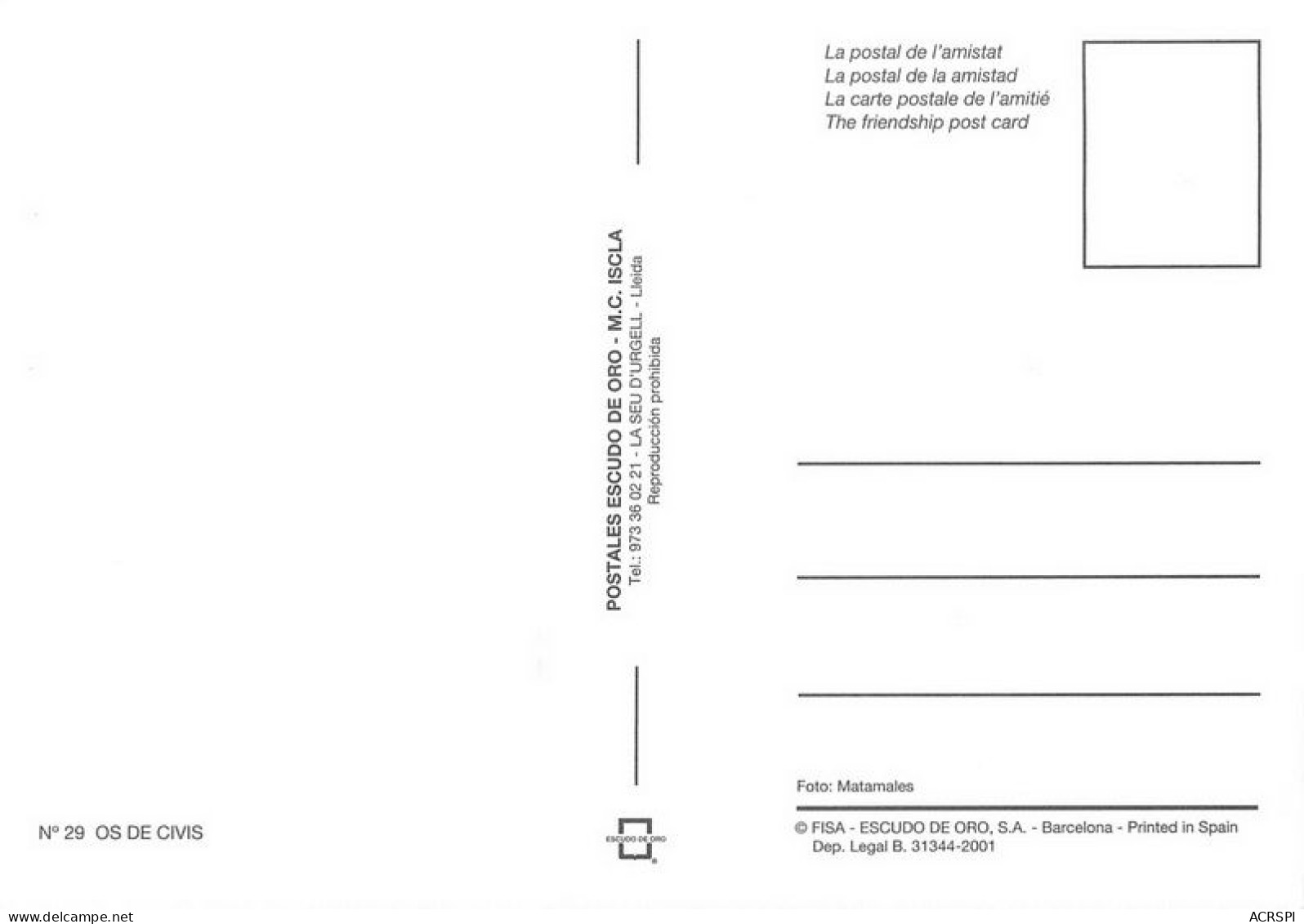 Os De Civís   Lérida  Alt Urgell  34   (scan Recto-verso)MA1412Bis - Lérida