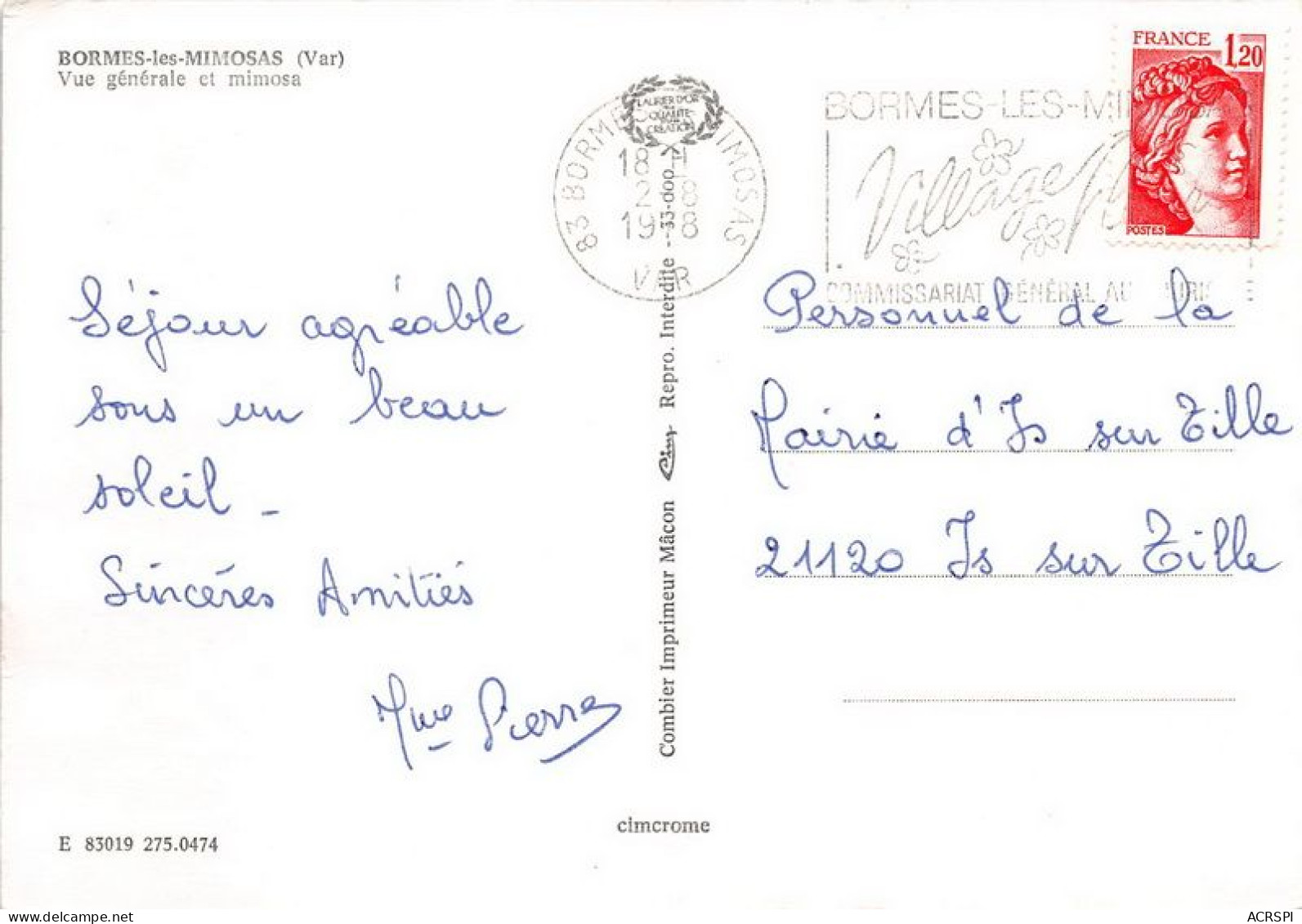 BORMES LES MIMOSAS Vue Generale Et Mimosa 19(scan Recto-verso) MA1453 - Bormes-les-Mimosas