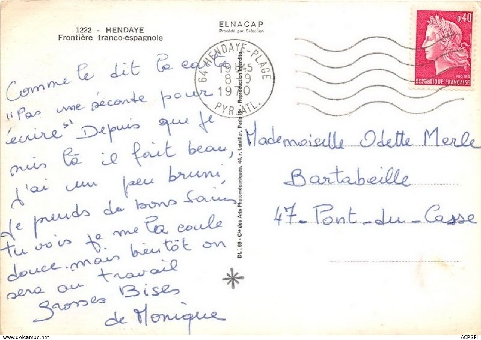 HENDAYE Frontiere Franco Espagnole 28(scan Recto-verso) MA1450 - Hendaye