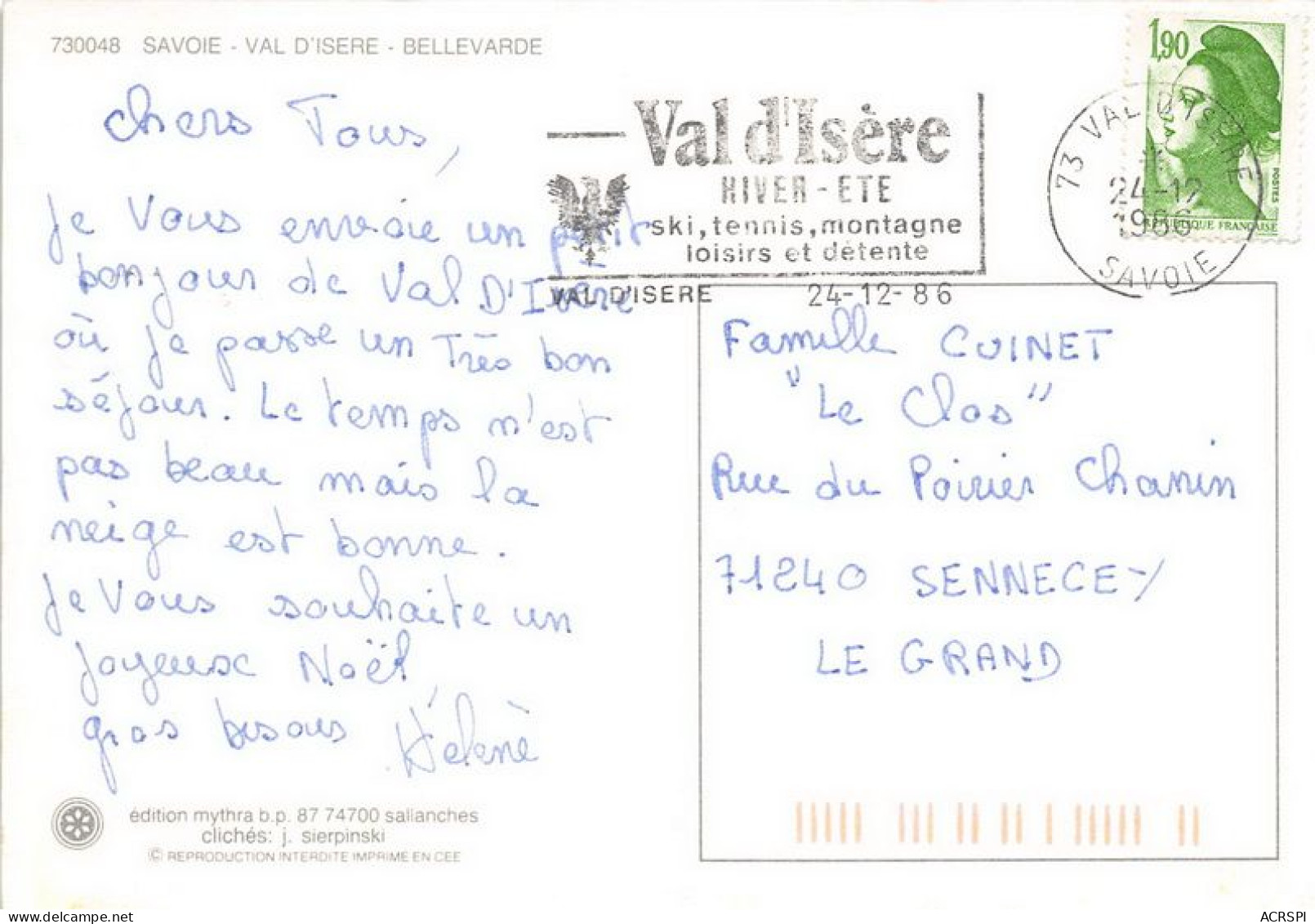 VAL D ISERE BELLEVARDE 20(scan Recto-verso) MA1448 - Val D'Isere