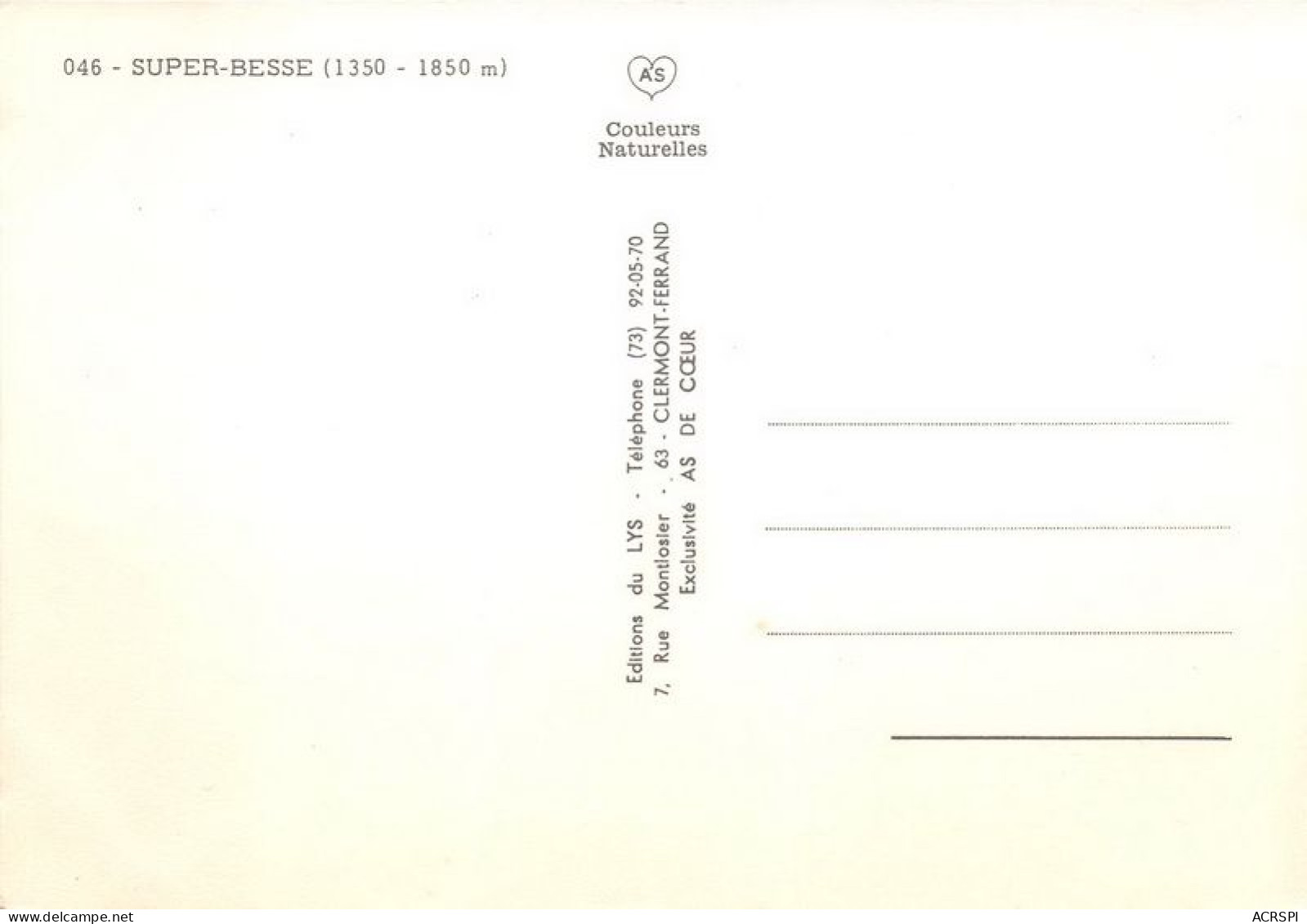 Super Besse 1350 1850 M 15(scan Recto-verso) MA1488 - Besse Et Saint Anastaise