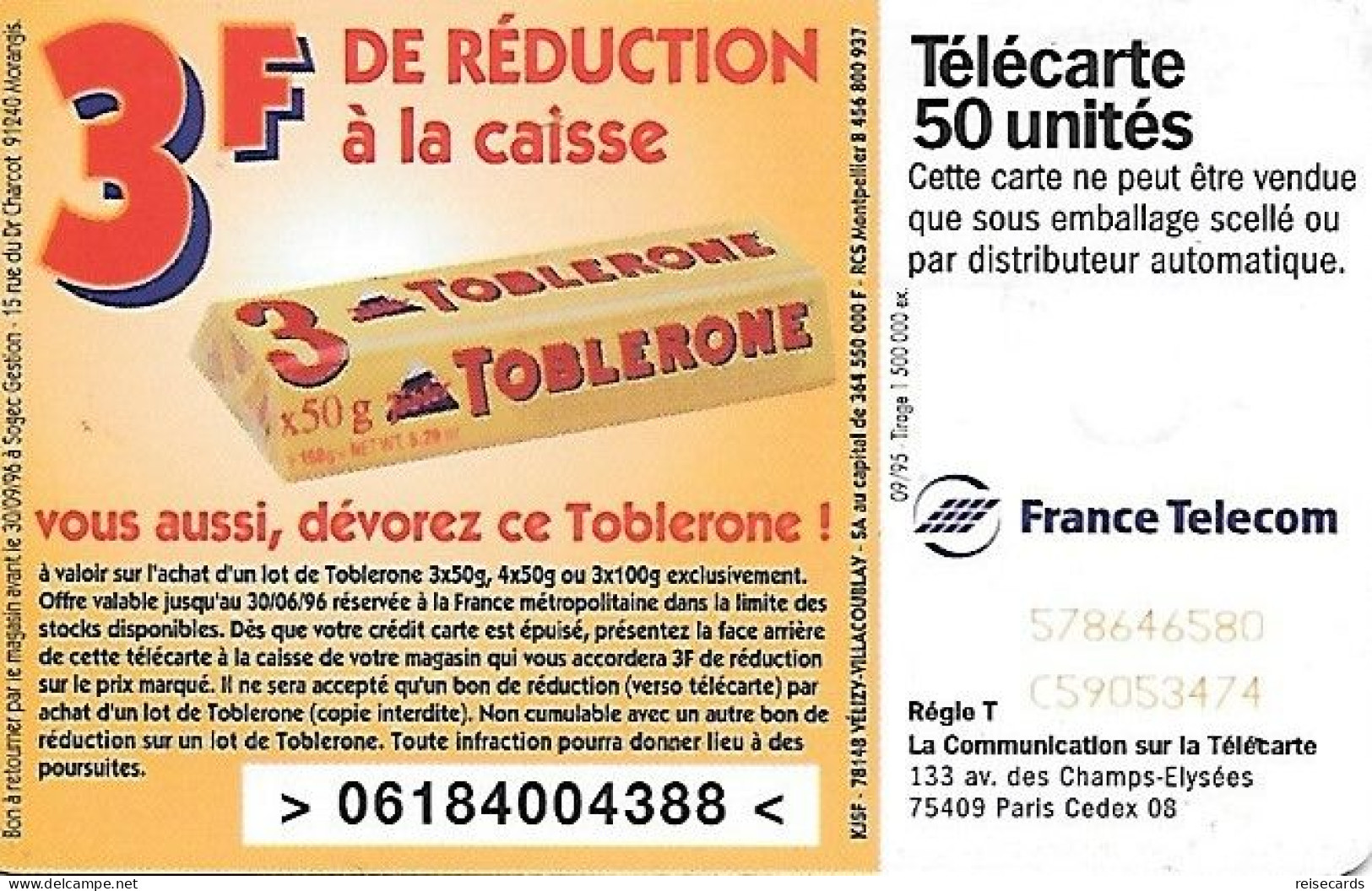 France: France Telecom 09/95 F592 Toblerone - 1995