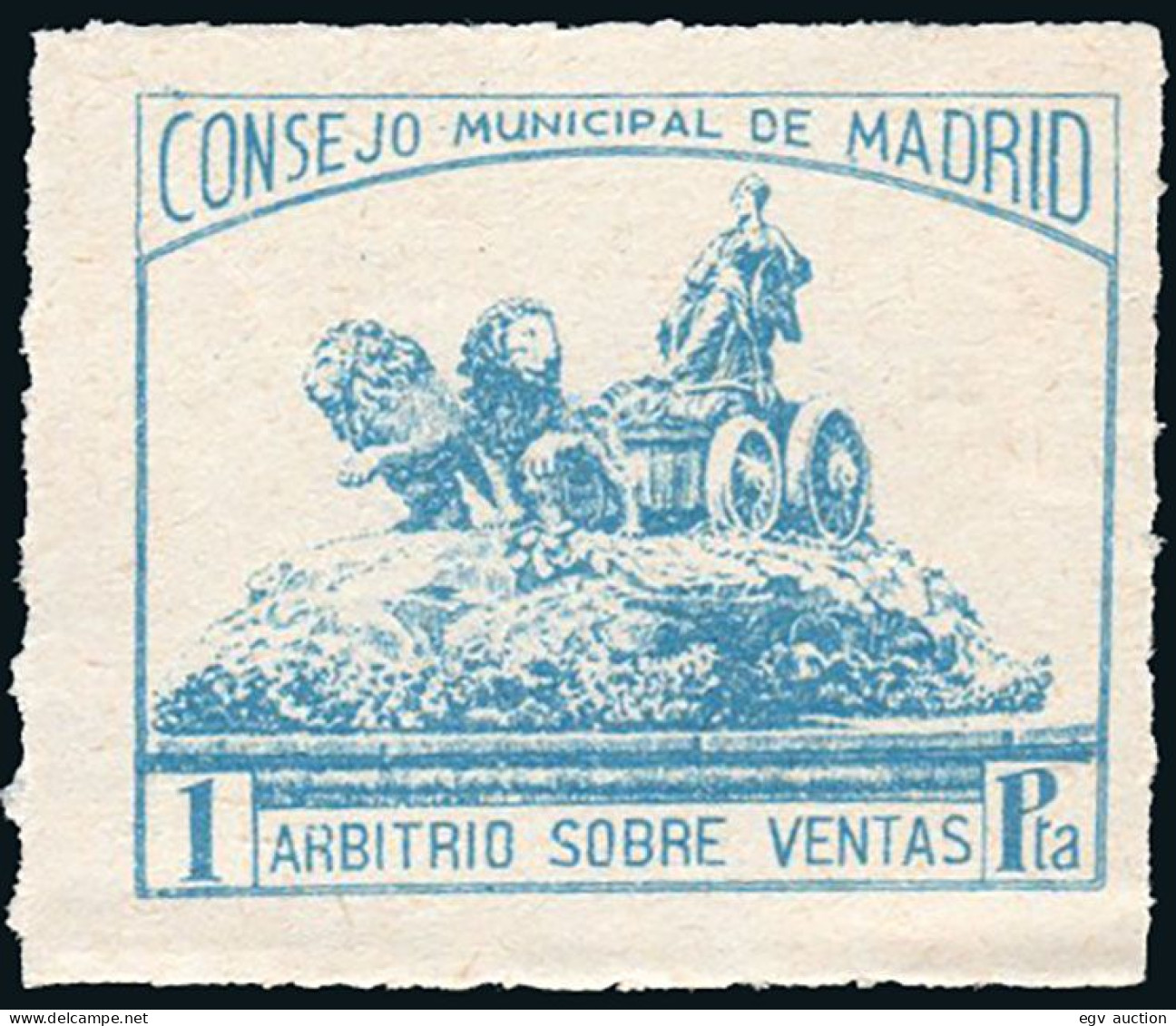 Madrid - Guerra Civil - Em. Local Republicana - Allepuz (*) 145 - "1 Pta. Consejo Municipal - Arbitrio Sobre Ventas" - Emissioni Repubblicane