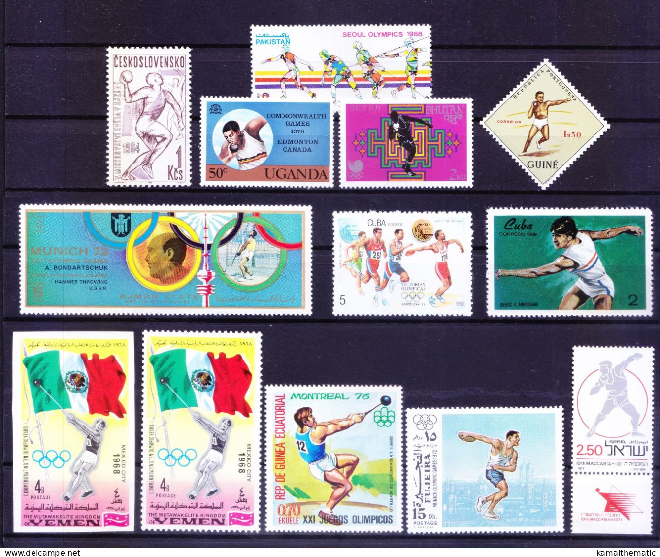 Short Put, Disc Hammer Throw, Sports All Different 13 MNH Stamps Collection - Athletics