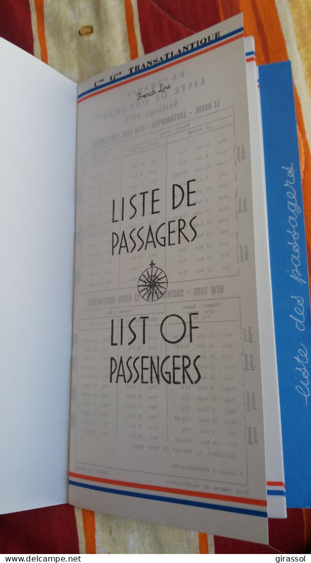 PROSPECTUS LISTE PASSAGERS CROISIERE PORTUGAISE DU 13 17 MAI  193 PAQUEBOT FRANCE  FRENCH LINE FORMAT 24 13 CM - Publicités