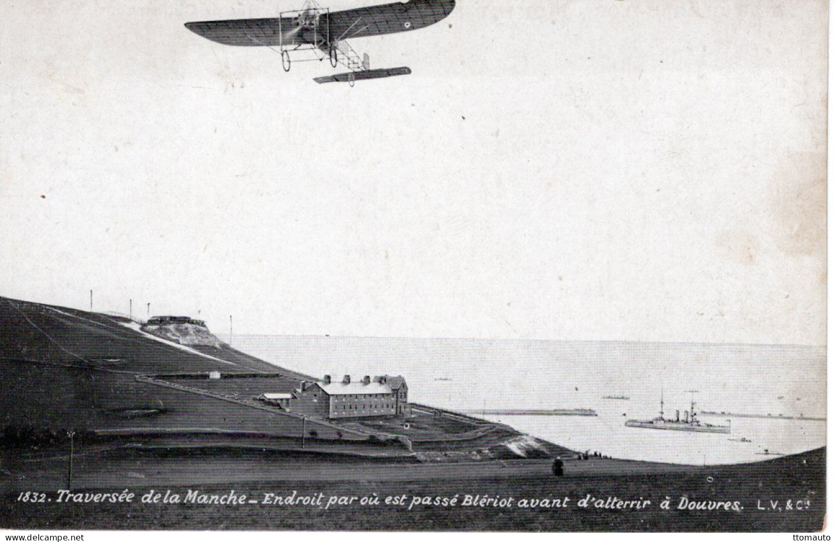 Traversée De La Manche - Endroit Par Ou Est Passé Blériot Avant D'alterrir A Douvres - CPA - Aviateurs