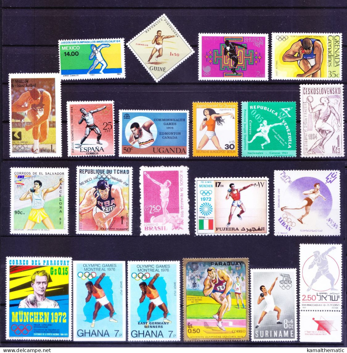 Sports Shot Put, All Different 21 MNH Stamps Collection - Athletics