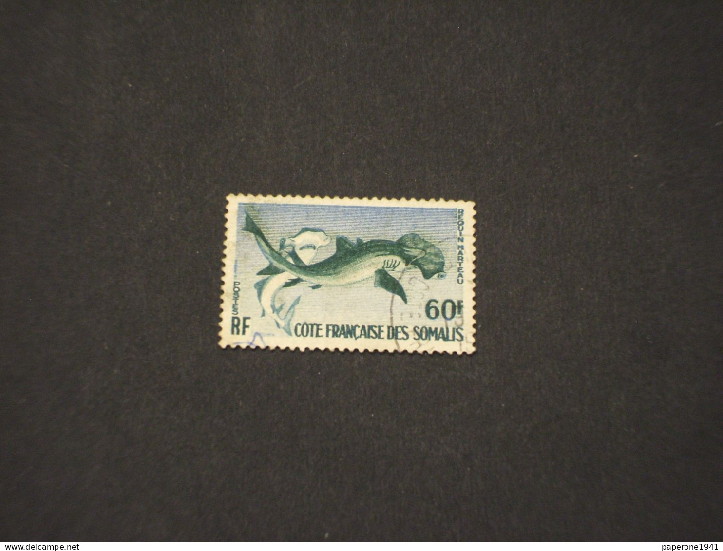 COSTA FRANCESE DEI SOMALI-COTE FRANCAISE DES SOMALIS - 1959/60 PESCE/MARTELLO 60 F. - TIMBRATO/USED - Used Stamps