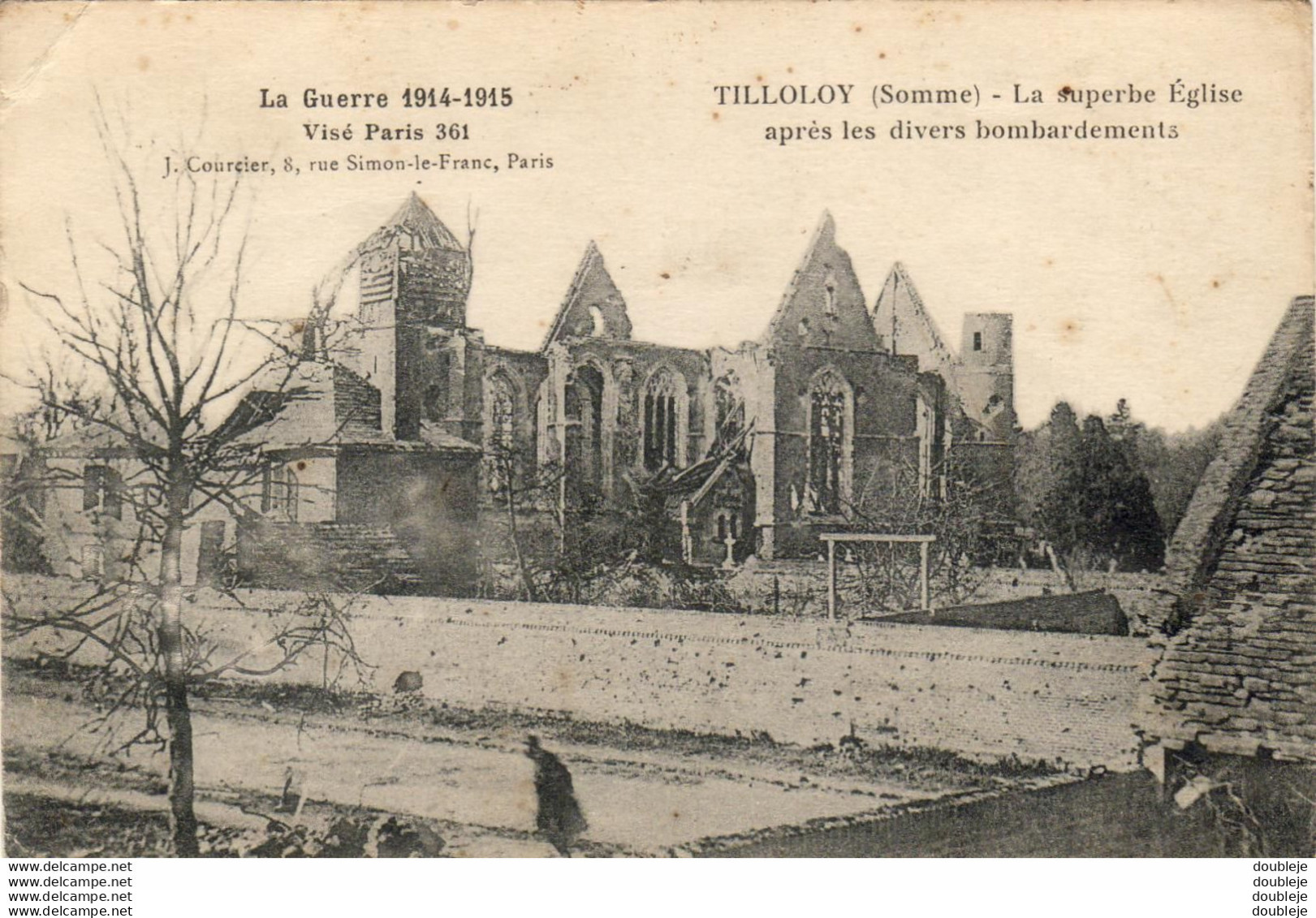 MILITARIA GUERRE 14-18 WW1 TILLOLOY La Superbe Église Après Les Bombardements - War 1914-18