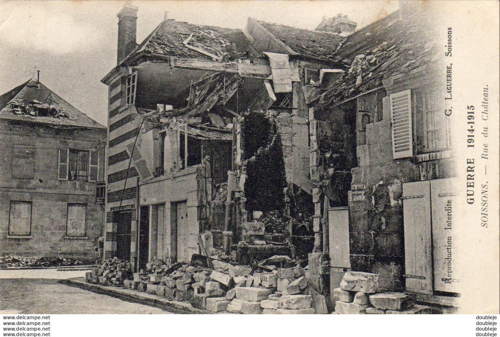 MILITARIA GUERRE 14-18 WW1 SOISSONS Rue Du Château - War 1914-18