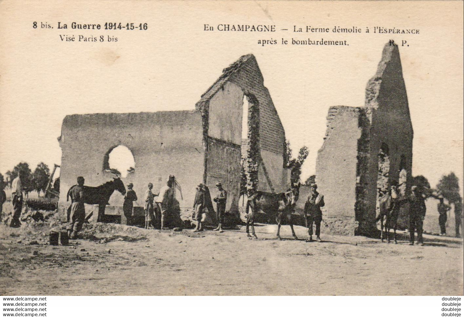 MILITARIA GUERRE 14-18 WW1 En Champagne La Ferme Démolie à L'Esperérance - War 1914-18