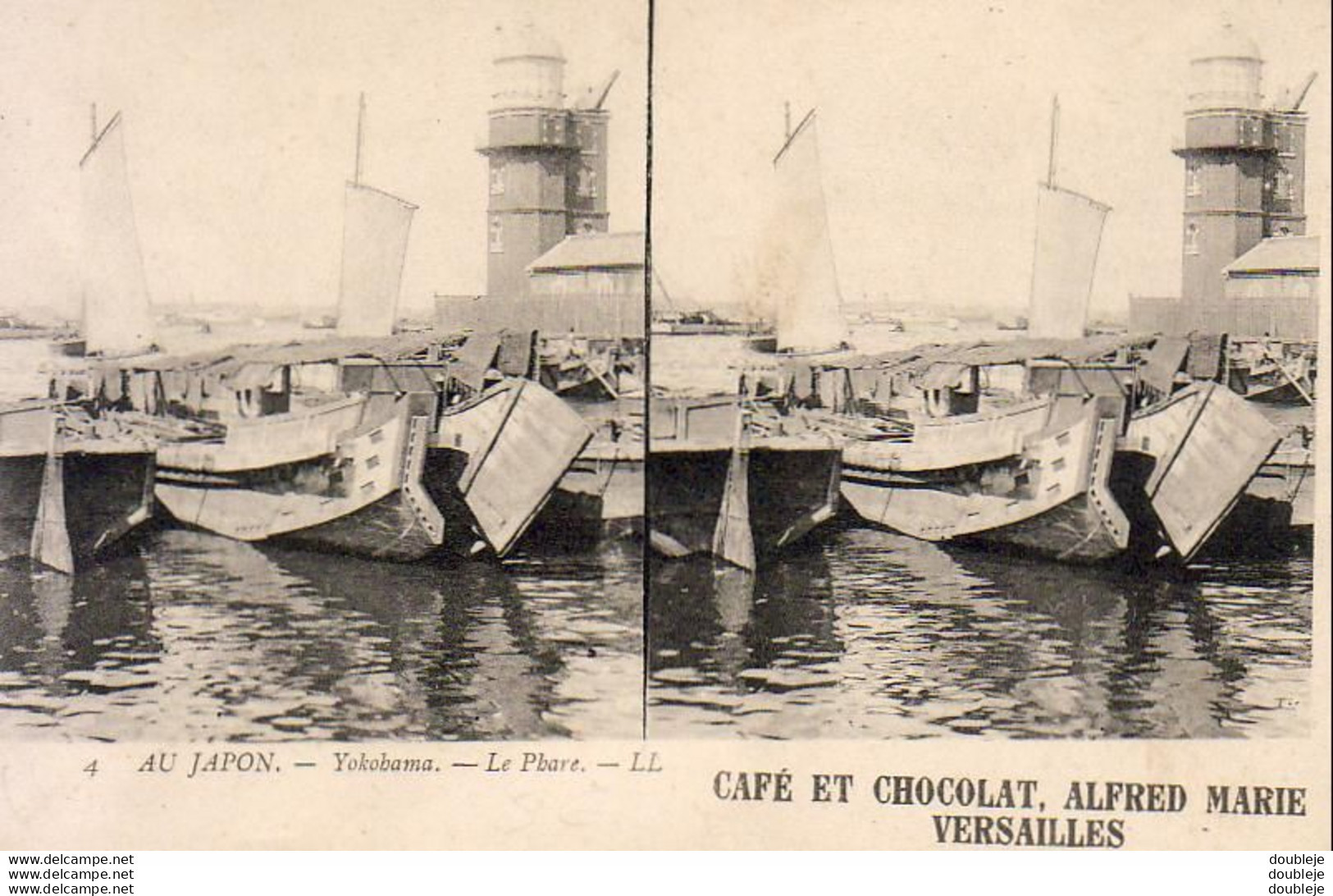 JAPON  YOKOHAMA  Le Phare   .....  Carte Stéréo  Café Et Chocolat Alfred Marie Versailles - Yokohama