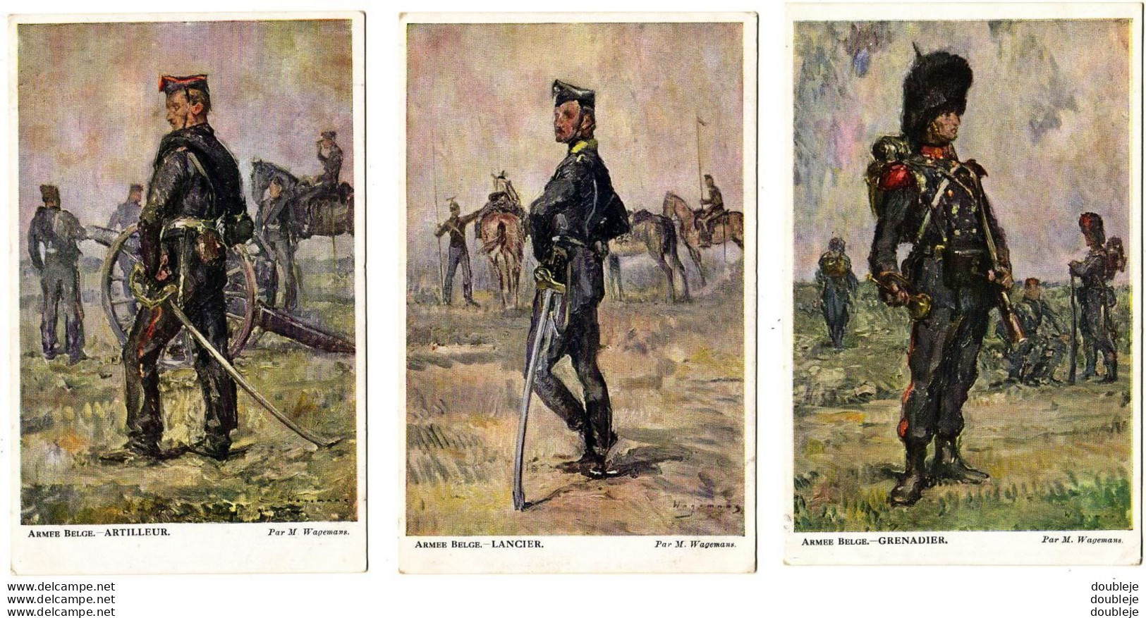 Illustrateur M. Wagemans  ARMÉE BELGE   Lancier Fantassin Grenadier Carabinier Artilleur Lot De 6 CPA - Uniforms