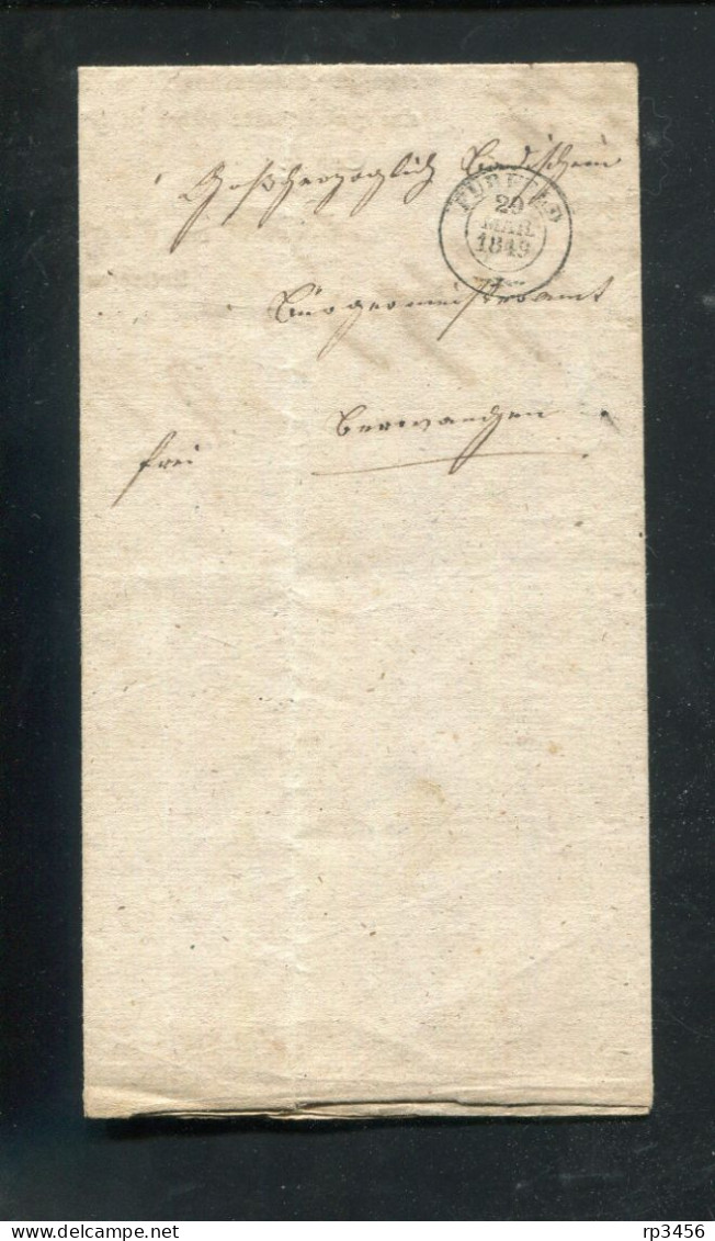 "WUERTTEMBERG" 1849, Int. Doppelt Verwendeter Vorphilabrief Mit K2 "FUERFELD" Und Rotem Badischem K2 "EPPINGEN" (R1146) - Lettres & Documents