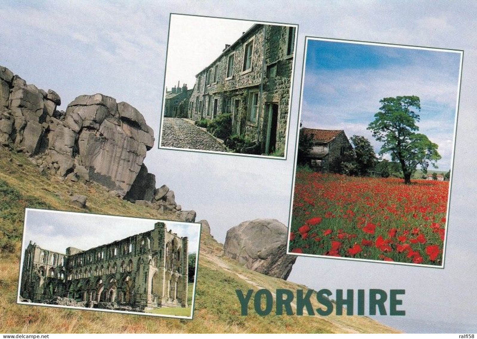 1 AK England * Yorkshire  Background Cow And Calf Rocks, Ilkley Moor, Grassington, Poppies At Boston Spa, Rievaulx Abbey - Andere & Zonder Classificatie