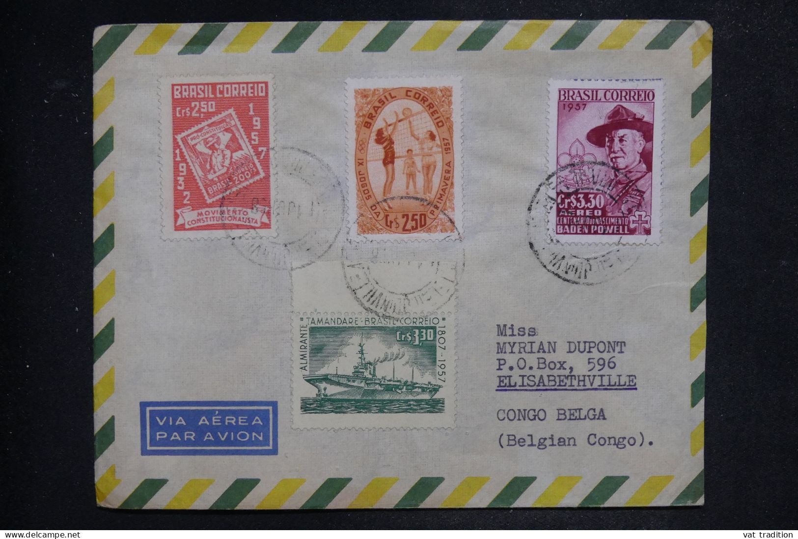 BRESIL - Enveloppe  De Joinville Pour Le Congo Belge En 1958 - L 152009 - Lettres & Documents