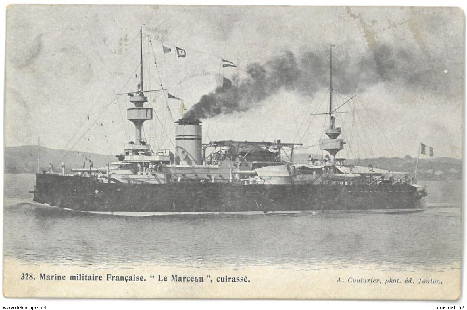 CPA Marine Militaire Française - LE MARCEAU - Cuirassé - Ed. A. Couturier N°328 - Année 1905 - Warships